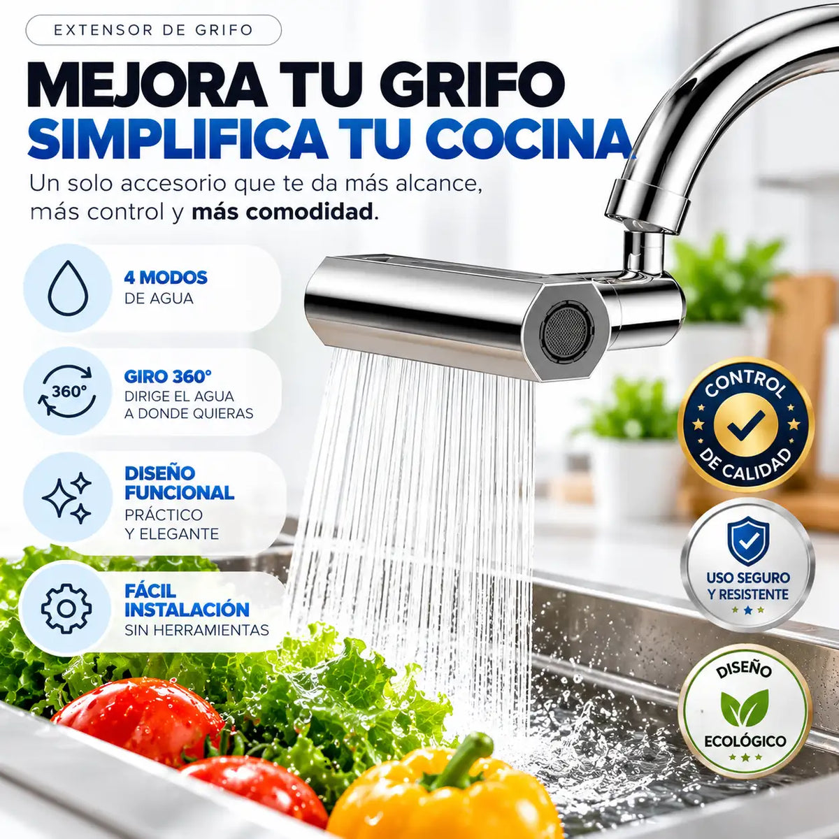 Grifo 360° multifuncional 4 en 1